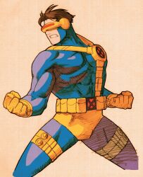  1boy belt brown_hair capcom cyclops cyclops_(marvel) cyclops_(x-men) gloves highres male male_focus marvel marvel_vs._capcom marvel_vs._capcom_2 marvel_vs_capcom marvel_vs_capcom_2 muscle simple_background solo sunglasses x-men 