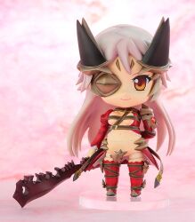  aldora aldra_(queen&#039;s_blade) breasts cleavage eye_patch eyepatch female female figure looking_at_viewer nendoroid photo pink_hair queen&#039;s_blade solo standing weapon yellow_eye yellow_eyes 