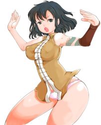  black_eyes black_hair breasts erect_nipples female fighting_stance hips kazaana large_breasts open_mouth original panties pink_panties short_hair solo tattoo thighs underwear wide_hips 