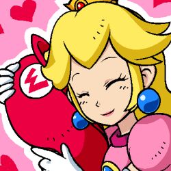  artist_request blonde_hair closed_eyes dress earrings female hat heart jewelry lowres mario_(series) nakagawa_rui princess_peach smile super_mario_bros. warui 