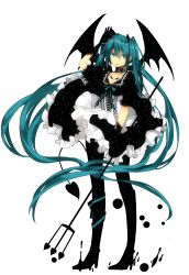  absurdres aqua_eyes aqua_hair choker commentary_request corset dress female full_body gloves hatsune_miku high_heels highres long_hair naruto_maki shoes solo transparent_background twintails very_long_hair vocaloid wings 