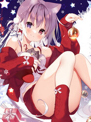  animal_ears bad_id bad_twitter_id cat_ears christmas female futaba_miwa heterochromia jacket light_purple_hair long_hair looking_at_viewer original smile sweater_jacket thighs winter_clothes 