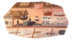  :&lt; analog_clock animal animal_focus animated animated apron arm_support arrow_(symbol) bag baguette bakery basket blue_eyes border bread cake cash_register chocolate_cake clock closed_mouth commentary counter courtney_brendle dessert display display_case doughnut english_commentary english_text feline fish food gif_artifacts glass green_apron hand_up highres holding holding_food indoors looking_away looking_down looking_to_the_side looping_animation muffin no_humans no_lineart no_nose original outstretched_arm plastic_bag rounded_corners shelf shop siamese_cat sign slit_pupils solo spaghetti_strap sweets tail tail_raised tiered_tray tray upper_body white_border wide_shot 