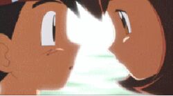  1boy animated animated black_eyes black_hair brown_eyes brown_hair character_request female hat kanon_(pokemon) kissing latias lowres male ocean pokemon pokemon_(anime) satoshi_(pokemon) sea 