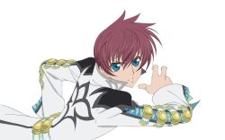  1boy artist_request asbel_lhant blue_eyes coat male_focus official_art red_hair serious solo tales_of_(series) tales_of_graces white_background 