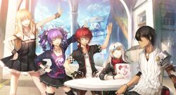  aisha_(elsword) cleavage dress elsword eve_(elsword) lena_(elsword) roochan thighhighs 