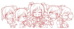  5girls :d ^_^ artist_request bird blush book bow chibi closed_eyes drill_hair floral_print grimoire hairband hairbow idolmaster idolmaster_cinderella_girls kanzaki_ranko lolita_hairband multiple_girls multiple_persona notebook open_mouth owl parasol print_umbrella smile twin_drills twintails umbrella wavy_mouth 