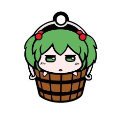  :&lt; bad_id bad_pixiv_id bucket female green_eyes green_hair hair_bobbles hair_ornament in_bucket in_container kisume open_mouth short_hair solo touhou twintails white_background wooden_bucket yagi_(sinnsyou) 