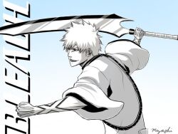  bankai black_sclera bleach hollow hollow_ichigo male male_focus shihakusho shirosaki_hichigo solo sword weapon zangetsu 