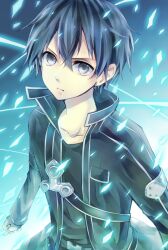  1boy bad_id bad_pixiv_id black_eyes black_hair fingerless_gloves gloves kirito male_focus shiro_(ryuu) solo sword_art_online 