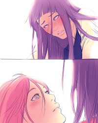  blush hyuuga_hinata long_hair multiple_girls naruto naruto_(series) pink_hair sakura_haruno slj yuri 