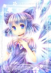  bad_id bad_pixiv_id blue_eyes blue_hair cirno coa_(chroo_x) dress female highres ice ice_wings photoshop_(medium) short_hair smile solo touhou wings 