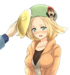  bel_(pokemon) blonde_hair female female green_eyes hat highres mask pokemon pokemon_(game) pokemon_bw2 turizao what 