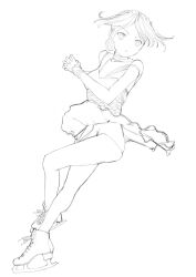  bad_id bad_pixiv_id copyright_request female figure_skating greyscale highres ice_skates jumping line_art monochrome nakabayashi_reimei photoshop_(medium) skates solo 