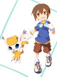  :3 agumon agumon_(cosplay) animal_hands bad_id bad_pixiv_id blue_eyes brown_hair claws cosplay digimon digimon_(creature) digimon_adventure fangs female gloves goggles goggles_around_neck green_eyes highres lemon_(wzcrybmi) no_nose paw_gloves red_eyes short_hair shorts smile socks star_(symbol) tail tail_ornament tail_ring tailmon yagami_hikari yagami_taichi yagami_taichi_(cosplay) 