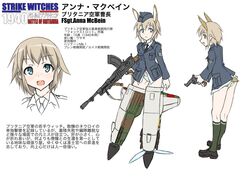  animal_ears anna_mcbein bad_id bad_pixiv_id blonde_hair blue_eyes character_profile dakku_(ogitsune) female freckles garrison_cap gun handgun hat hawker_hurricane jacket machine_gun military military_hat military_uniform no_pants original panties photoshop_(medium) revolver strike_witches_1940 striker_unit translated underwear uniform weapon webley_revolver world_war_ii world_witches_series 