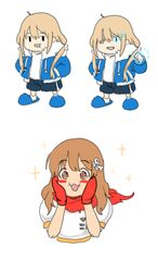  bad_id bad_twitter_id blonde_hair brown_hair character_pin cosplay cterminus futaba_anzu gloves glowing glowing_eye hood hoodie idolmaster idolmaster_cinderella_girls inactive_account long_hair moroboshi_kirari papyrus_(undertale) papyrus_(undertale)_(cosplay) red_gloves sans_(undertale) sans_(undertale)_(cosplay) short_twintails slippers sparkling_eyes twintails undertale 