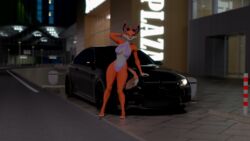  16:9 3d_(artwork) angel_eyes anthro avoid_posting barefoot bikini blender_(artwork) blender_cycles bmw bmw_m3 canid canine canis car city clothing digital_media_(artwork) ear_piercing feet female floor fox foxxy_vixen foxy_(original) heart_symbol hi_res inner_ear_fluff lights mall mammal night one-piece_swimsuit parking_lot piercing pinup plaza pose sidewalk sling_bikini solo street swimwear tile tile_floor tuft tuning vehicle widescreen 