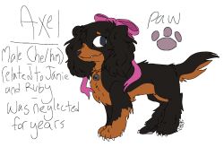  ambiguous_gender bird_dog bow_(feature) canid canine canis claws countershading deadpuppy domestic_dog ear_tuft ears_as_hair english_text eyelashes feral hi_res hunting_dog leg_tuft male_(lore) mammal model_sheet overbite_fang pawpads paws ribbons shaggy_fur smile solo spaniel tail tail_tuft teeth text tuft 