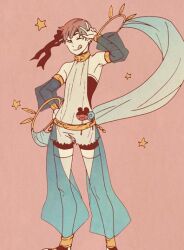  1boy alternate_costume asao_(sakuya) candy cosplay crossdressing dancer fire_emblem fire_emblem_awakening food gaius_(fire_emblem) harem_outfit harem_pants lollipop male_focus olivia_(fire_emblem) olivia_(fire_emblem)_(cosplay) pants see-through see-through_sleeves shaped_lollipop 