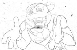  3_fingers absurd_res box_turtle fingers galaxy giantboonehusky_(artist) greyscale hi_res intergalactic_macro macro male michelangelo_(rottmnt) michelangelo_(tmnt) monochrome open_mouth open_smile ornate_box_turtle reptile rise_of_the_teenage_mutant_ninja_turtles scalie smile solo space star teenage_mutant_ninja_turtles teeth terra_macro tongue tongue_out turtle 