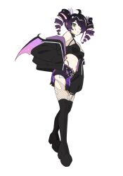 ahoge animal_collar arched_back ass asymmetrical_bangs bare_shoulders bat_wings belt belt_buckle black_belt black_boots black_bustier black_collar black_jacket black_panties black_skirt black_trim black_wings boots breasts buckle cleavage closed_mouth collar colored_inner_hair commentary dot_nose drill_hair ear_piercing earrings english_commentary exposed_pocket eyebrows_hidden_by_hair facial_mark fashion_style_request female fingerless_gloves fishnet_thighhighs fishnet_top fishnets floating frilled_skirt frills from_below from_side frown full_body furrowed_brow gloves goth_fashion gradient_hair gradient_wings green_eyes hair_ornament hair_over_one_eye half-closed_eyes half-skirt hand_in_pocket hand_on_own_thigh hand_up high_heel_boots high_heels highleg highleg_panties highres ichika_maia indie_virtual_youtuber jacket jewelry karassawa knees_together_feet_apart lace-up_boots light_frown long_eyelashes long_legs long_sleeves looking_down looking_to_the_side lowleg lowleg_shorts lowleg_skirt medium_breasts medium_hair micro_shorts midriff miniskirt multicolored_hair multicolored_jacket multicolored_wings multiple_piercings multiple_rings narrowed_eyes navel off-shoulder_jacket off_shoulder open_clothes open_jacket over-kneehighs panties panty_straps parted_bangs piercing pink_hair pink_streaks plaid_clothes plaid_skirt platform_boots platform_heels puffy_long_sleeves puffy_sleeves purple_hair purple_jacket purple_shorts purple_skirt purple_wings ring serious shorts shorts_under_skirt sidelocks simple_background single_hair_streak skirt sleeveless sleeves_past_wrists solo spiked_collar spikes spread_wings star_(symbol) star_facial_mark star_hair_ornament star_tattoo stomach studded_belt tattoo thick_eyelashes thigh_boots thighhighs thighs torn_clothes torn_thighhighs twin_drills two-sided_fabric two-sided_jacket two-tone_hair two-tone_jacket two-tone_skirt two-tone_wings underwear v-shaped_eyebrows virtual_youtuber white_background wing_hair_ornament wings 