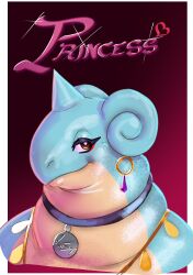  absurd_res anthro choker ear_piercing ear_ring eyeliner female freckles generation_1_pokemon gold_(metal) gold_jewelry hi_res jewelry lapras makeup medal necklace nintendo overweight overweight_female perotoart piercing pokemon pokemon_(species) princess_(perotoart) ring_piercing solo 