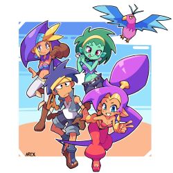  arexnub avian bolo_(shantae) breasts clothing female genie green_body green_hair green_skin group hair hi_res human humanoid humanoid_pointy_ears long_hair male mammal pointy_ears ponytail purple_hair rottytops shantae shantae_(series) signature sky_(shantae) tan_body tan_skin undead wayforward wings wrench_(shantae) zombie 