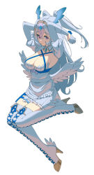  :3 angel angel_wings ankle_wings apron arms_behind_head arms_up blue_bow blue_flower blue_ribbon blue_wings boots bow breast_ribbon breasts brooch chest_bow cleavage closed_mouth collared_shrug colored_shoe_soles commentary criss-cross_straps cross_hair_ornament crossed_bangs dot_nose double-parted_bangs dress dress_bow english_commentary eyebrows_hidden_by_hair feathered_wings female floating floating_hair flower frilled_dress frills full_body gloves gold_boots gold_hairband gold_trim hair_between_eyes hair_intakes hair_ornament hairband half-closed_eyes half-skirt half_gloves head_wings highres holding holding_flower indie_virtual_youtuber jewelry juliet_sleeves karassawa lace-up_boots large_breasts layered_dress legs_folded legs_up lilita_laplume long_eyelashes long_hair long_sleeves looking_at_viewer looking_to_the_side low_neckline low_wings mole mole_under_mouth multicolored_boots multicolored_hair parted_hair pink_eyes pink_hair pink_streaks puffy_sleeves raised_eyebrows raised_inner_eyebrows ribbon shoelaces short_dress shrug_(clothing) sidelocks simple_background single_hair_streak smile solo spread_wings thick_eyelashes thigh_boots thigh_strap thighs two-tone_boots two-tone_hair two_side_up underbust very_long_hair virtual_graduation_commemoration virtual_youtuber waist_apron waist_ribbon white_apron white_background white_boots white_dress white_gloves white_hair white_shrug white_wings wing_collar wings zettai_ryouiki 