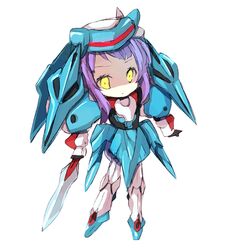  anew_returner bad_id bad_pixiv_id female gaddess gundam gundam_00 hariko innovators_(gundam_00) mecha_musume purple_hair solo sword weapon 