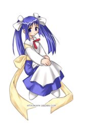  apron blue_eyes blue_hair female long_hair long_sleeves own_hands_together sakura_(ukagaka) seedark solo transparent_background twintails ukagaka 