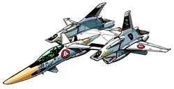  1980s_(style) kawamori_shouji macross macross_flashback_2012 no_humans official_art production_art retro_artstyle science_fiction simple_background solo traditional_media variable_fighter vehicle_focus vf-4 