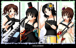  4girls amagami ayatsuji_tsukasa bass_guitar cosplay don&#039;t_say_&quot;lazy&quot; drum drum_set hat instrument k-on! keito_(keito-ya) keyboard_(instrument) multiple_girls nakata_sae parody sakurai_rihoko tanamachi_kaoru 