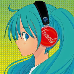  female green_eyes green_hair hatsune_miku headphones kiriman_(souldeep) long_hair profile solo vocaloid 