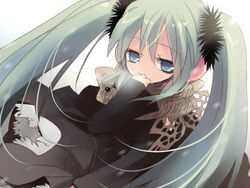  aqua_eyes aqua_hair bad_id bad_pixiv_id coat female hanepochi hatsune_miku long_hair scarf solo twintails vocaloid 