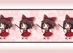  animated animated bow brown_hair dancing female gohei hair_tubes hairbow hakurei_reimu iosys lowres neko_miko_reimu takenoko_(toxic_landfill) touhou |_| 