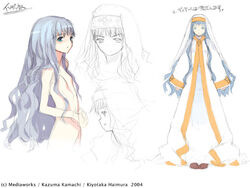  clothes_on/clothes_off completely_nude female flat_chest green_eyes grey_hair habit haimura_kiyotaka index_(toaru_majutsu_no_index) long_hair nude nun reference_sheet simple_background sketch toaru_majutsu_no_index toaru_majutsu_no_index:_old_testament wavy_hair white_background 