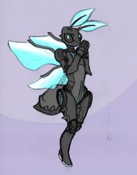  2017 4_wings ambiguous_gender android anthro arthropod arthropod_abdomen blue_markings blue_wings glowing glowing_eyes hi_res insects joints lepidopteran liaua_(giik) machine markings moth multi_wing robot sealer4258 simple_background solo wings 