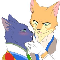  1:1 akiya-kamikawa baron_humbert_von_gikkingen beckoning blush clothing domestic_cat duo felid feline felis flirting gentleman gesture ghibli gloves handwear hi_res kemono male male/male mammal prince prince_lune royalty the_cat_returns tsundere 