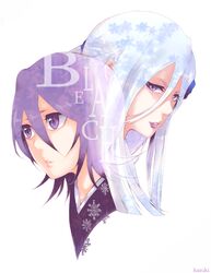  2girls bad_id bad_pixiv_id bleach bleach:_zanpakutou_ibun_hen copyright_name kuchiki_rukia multiple_girls personification purple_eyes purple_hair sode_no_shirayuki souno_kazuki 