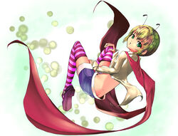  antennae bad_id bad_pixiv_id cape female green_eyes green_hair legs matsukaze881 photoshop_(medium) short_hair solo touhou wriggle_nightbug 