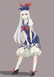  commentary_request female hat highres kamishirasawa_keine long_hair pinzu red_eyes solo touhou white_hair 