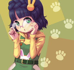  anyamal_tantei_kirumin_zoo bad_id bad_pixiv_id female glasses green_eyes harak mikogami_rimu paw_print solo 