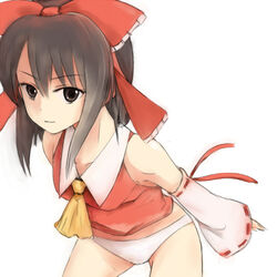  bow commentary_request female hairbow hakurei_reimu kuma_panda panties red_bow ribbon solo touhou underwear 