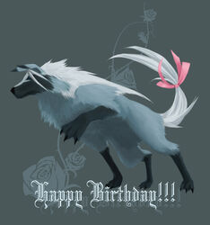  blazblue collair_(cono) happy_birthday no_humans ribbon solo tail tail_ornament tail_ribbon valkenhayn_r._hellsing wolf 