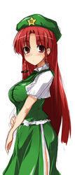  commentary_request female hat highres hong_meiling long_hair morino_harifu red_hair sketch solo touhou very_long_hair 