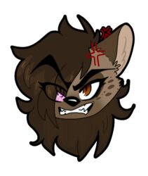  alpha_channel anthro brown_hair cross-popping_vein digital_media_(artwork) eyebrows female glare hair headshot_portrait helena_(bonk6) hyena mammal outline portrait raised_eyebrow solo yaddoriart 