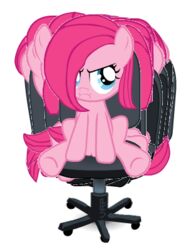  2013 aged_down alpha_channel angry animated blue_eyes chair collaboration earth_pony equid equine female feral friendship_is_magic fur furniture hair hasbro horse loop low_res mammal my_little_pony pink_body pink_fur pink_hair pinkamena_(mlp) pinkie_pie_(mlp) pony short_playtime simple_background sitting solo spinning third-party_edit tiarawhy transparent_background vapgames young young_feral 