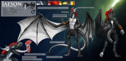  anthro ass birthmark bulge claws dragon english_text fangs hair hi_res horn jaeson_nightwalker male markings model_sheet mythological_creature mythological_scalie mythology paws quillu scalie solo tail teeth text tongue wings 