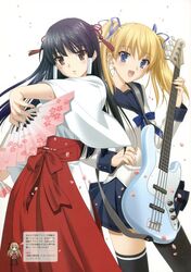  guitar kurusu_manami miko oouchi_itsuki peco school_uniform tamafuri_series thighhighs 